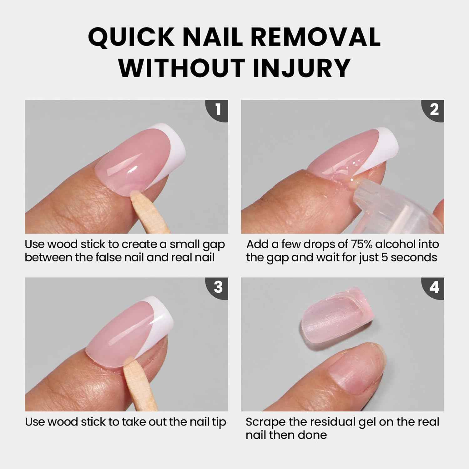 Brighter Pastel French Tip Press-On Nails Set | Gap-Filled Solid Nail Gel | Short Square Design