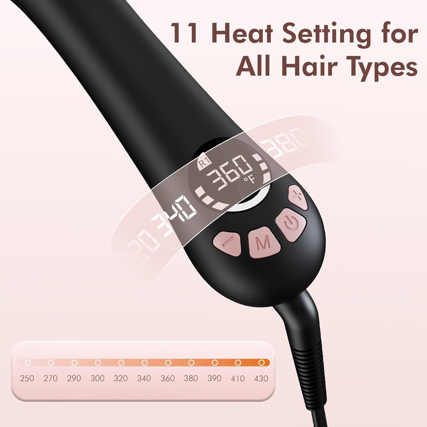 Lanvier Automatic Curling Wand - 1.25 Inch Rotating Curling Iron for Effortless Waves | Tourmaline Ceramic, Dual Voltage, 11 Temp Settings