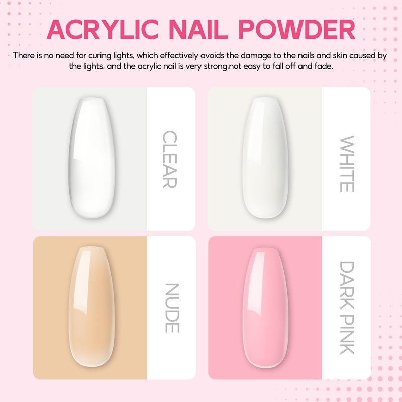 COSCELIA Acrylic Nail Kit for Beginners with Everything 4PC Acrylic Powder 24 PCS Glitter Powder Professional Nail Drill Light Rhinestones Tips Set Gifts for Women