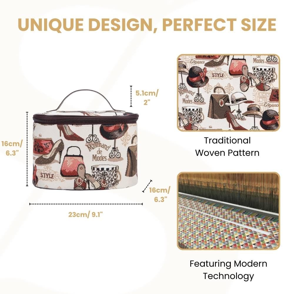 Signare Tapestry Toiletry Bag Makeup Organizer bag for Women with Fashion Boutique Design (TOIL-BOU)