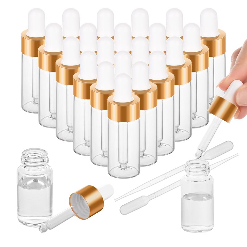 COTOM 100 Pack Mini Dropper Bottle for Cuticle Oil, 10ml Small Sample Essential Oil Dropper Bottles for Travel, Clear Empty Vails for Cosmetic Perfume