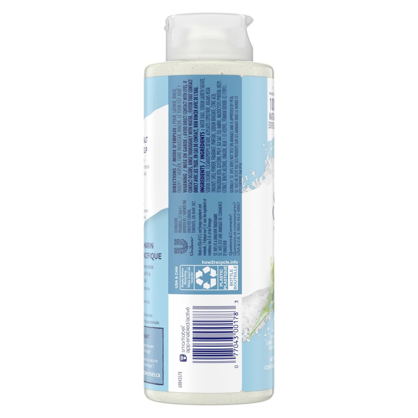 St. Ives Exfoliating Body Wash - Sea Salt & Pacific Kelp Scrub | Natural Plant-Based Formula, 16 Oz (Pack of 3)