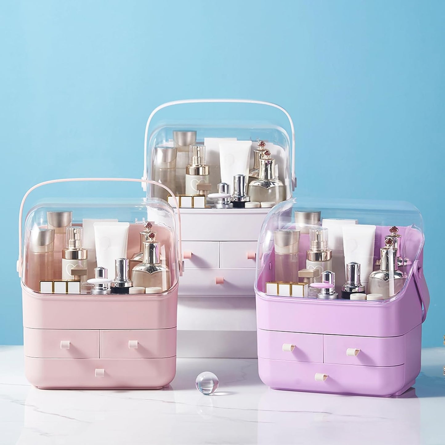 Makeup Organizer with Drawers - Large Beauty Box for Vanity | Dustproof Skincare & Cosmetic Storage