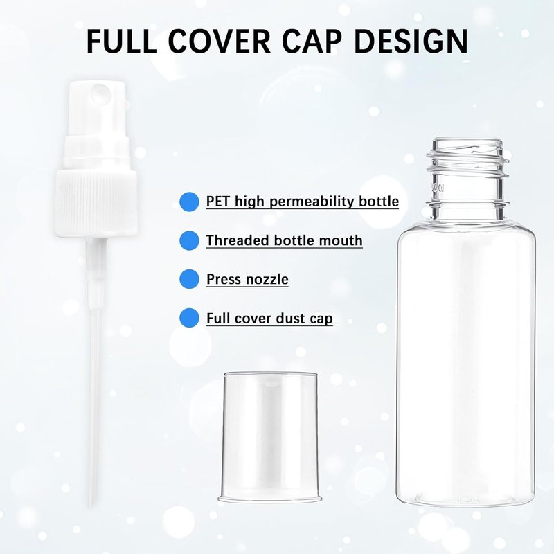 Mini Spray Bottles - 100 Pcs 1 oz Clear Fine Mist Plastic Bottles with Funnels | Ideal for Essential Oils & Travel Perfumes