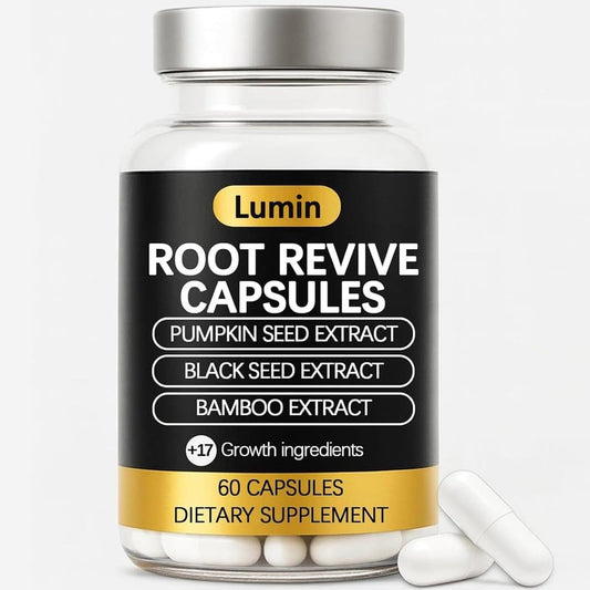 Lumin Root Revive Capsules – Hair Support Supplement for Thinning Hair, Healthy Scalp & Thickness – With Biotin, Black Seed, Bamboo, Saw Palmetto & 17 Nutrient-Rich Ingredients (1)