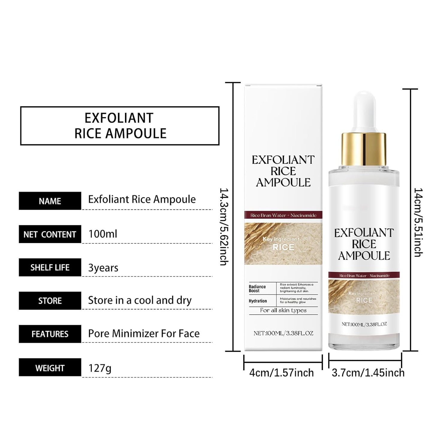 Dual Action Facial Peeling Set - Rice Water & Black Rice Exfoliating Ampoules for Gentle Skin Renewal | 2 x 100ml