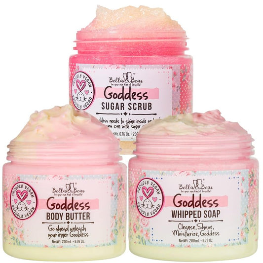 Goddess Sugar Scrub, Whipped Bath Soap and Body Butter Bundle