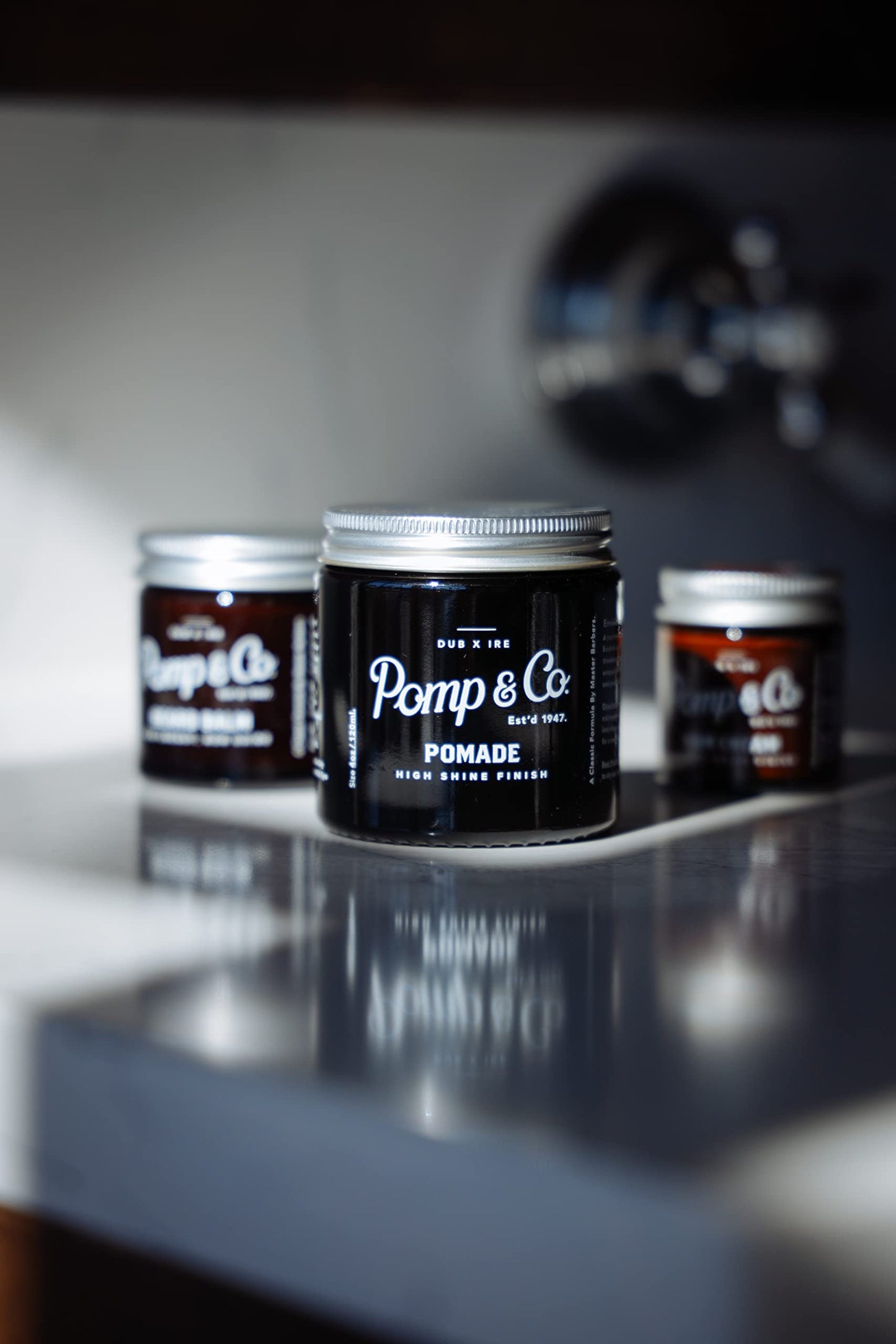 Pomp & Co High Shine Pomade, Mens Styling Pomade For A medium Strong Hold With A Wetlook Finish, Water Based Pomade 120ml