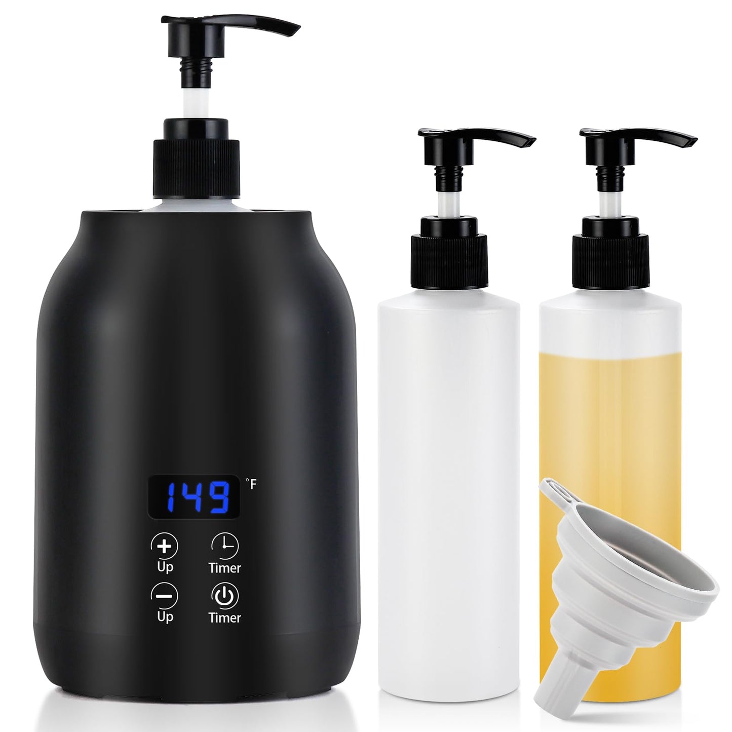 Massage Oil Warmer Heater with Dual 8.5oz Massage Oil Bottles & Funnel