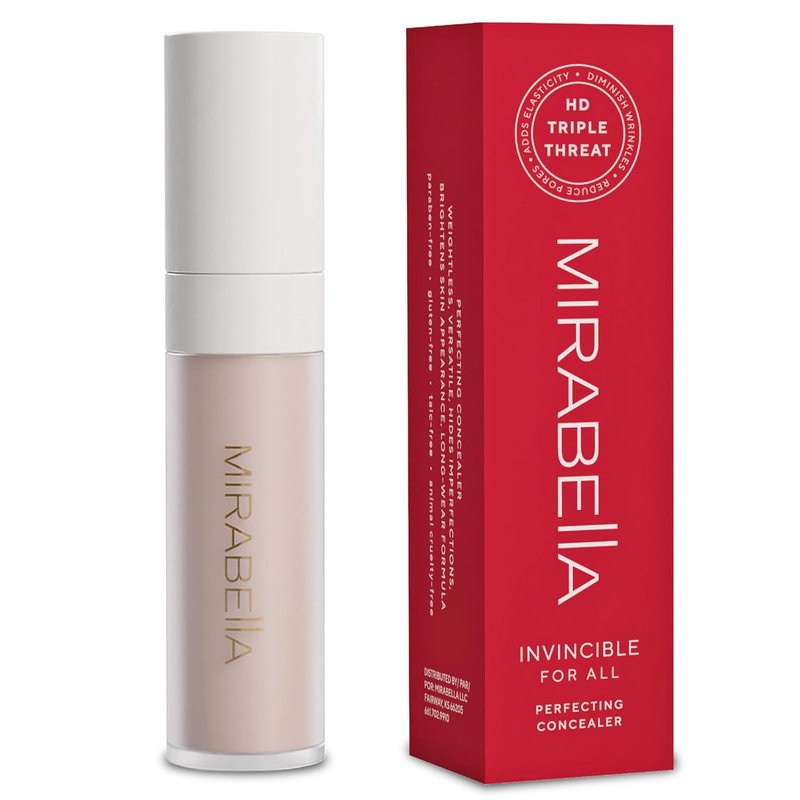 Mirabella Invincible Under Eye Concealer - Full Coverage Hydrating Makeup for Dark Circles & Fine Lines | Porcelain P00