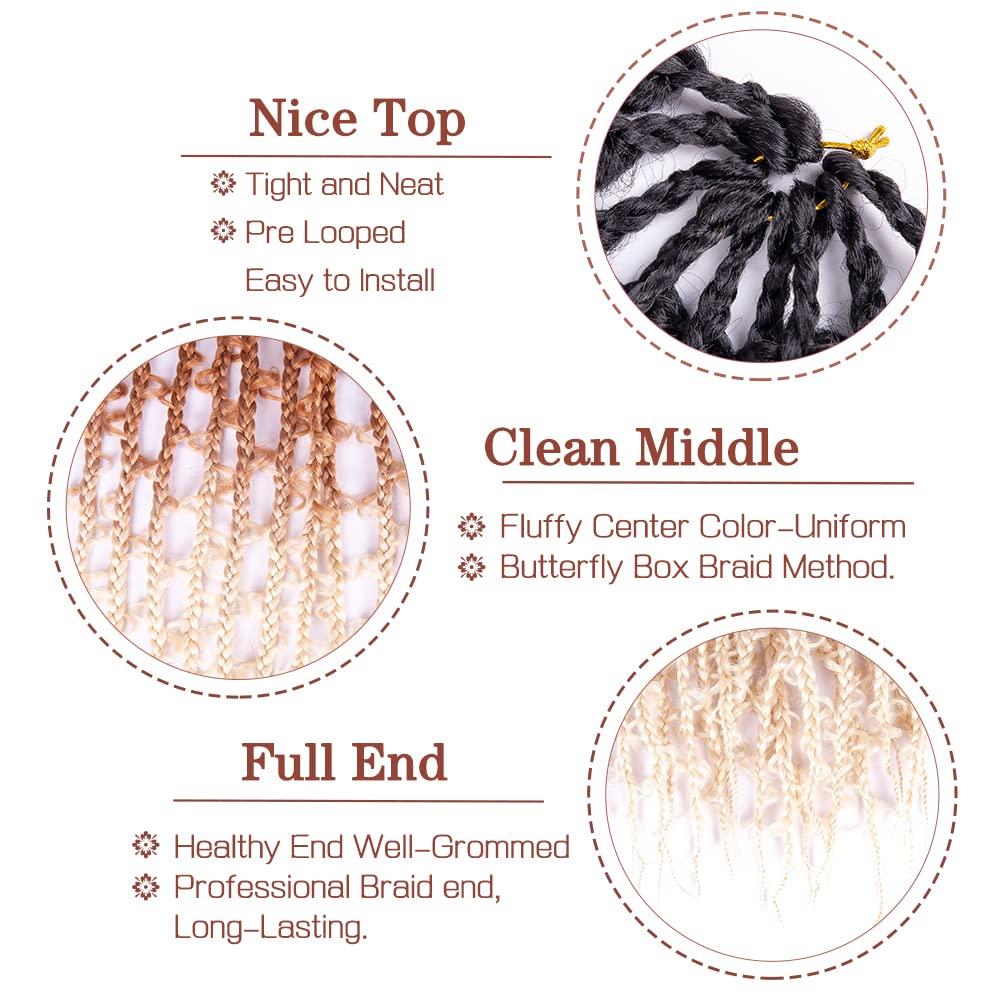 7 Packs Butterfly Locs Crochet Hair 24 Inch Crochet Box Braids Pre Looped Butterfly Box Braids Crochet Hair Crochet Braids for Women (24 Inch,7 Pack,1B/30/613)