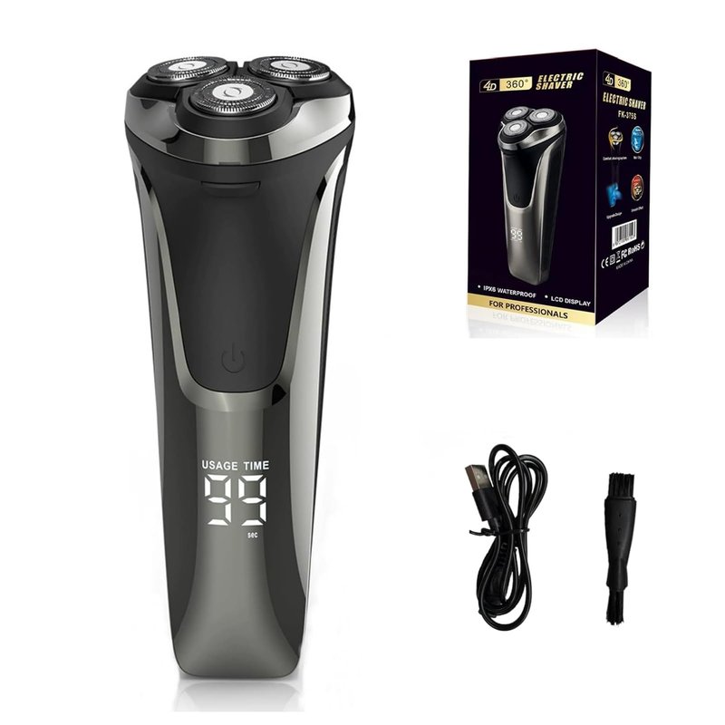 Electric Razor for Men,4D Floating Head Rotary Electric Razor,Ipx7 Waterproof Shavers for Men Wet & Dry Shaver with LCD Display& Quiet Motor (Black)