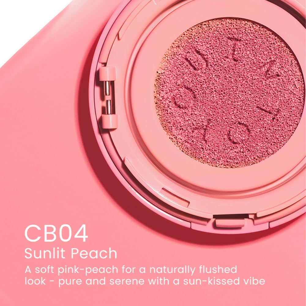 Cream Blush Air Cushion - Moisturizing, Lightweight Liquid Makeup for Cheeks & Eyes | Sunlit Peach, Long-Wearing & Buildable