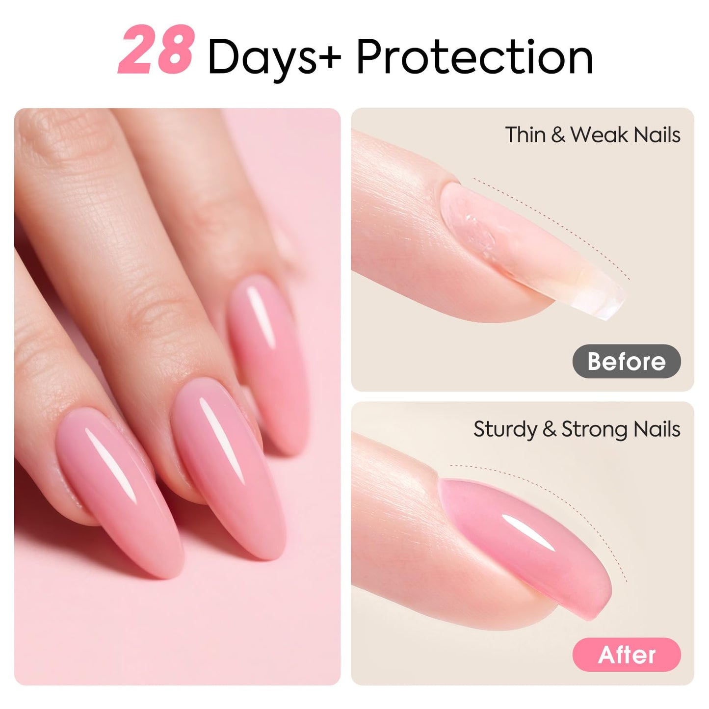 CANNI Rubber Base Gel Set - 6 Colors Milky White Clear Pink Nude Builder Nail Gel for Nail Strengthening, Soak Off UV LED for Natural Nails, DIY Manicure Salon Use Women & Girls