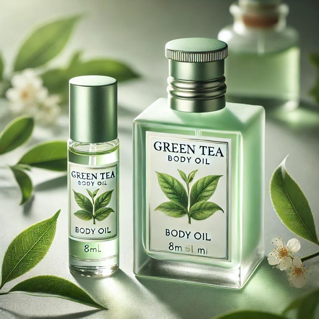 Alcohol-Free Green Tea Perfume Oil - 8ml Travel Size Rollerball | Long-Lasting Scent in Glass Bottle