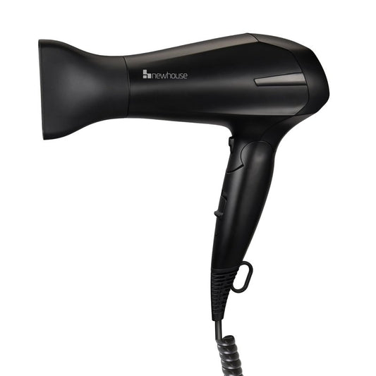 Newhouse 125V 1875-Watt Foldable Hair Dryer with Spiral Cord NHHD-001-FS, Compact Foldable Hair Blow Dryer, Low-Noise Ionic Hair Dryer, ETL Certified for Hospitality and Residential Use