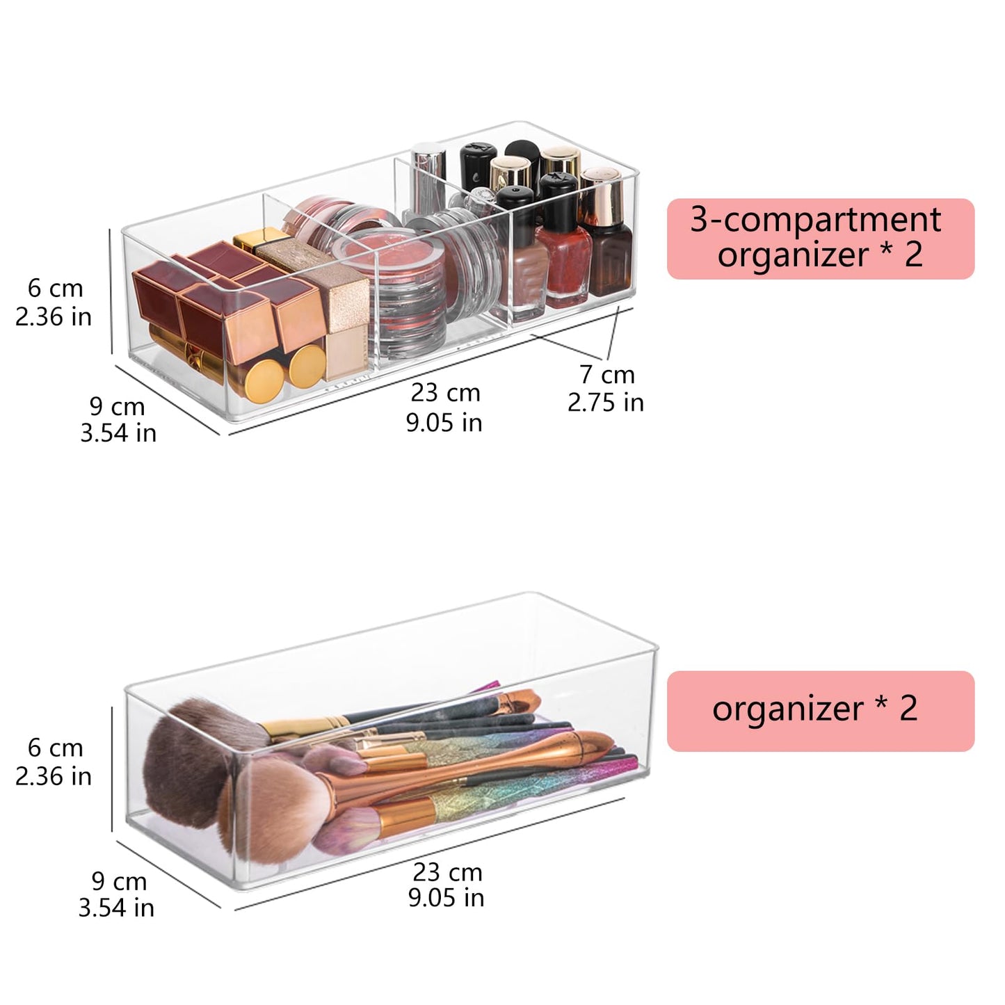 LONTOHCE Acrylic Organizer 4-Piece Makeup Organizer Set
