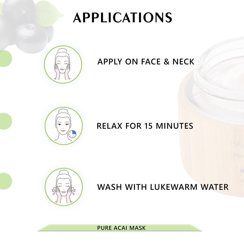 Shira Shir-Organic Pure Acai Facial Mask For Nourished Smoother and Radiant Skin With Organic Anti-Aging Formula Leaves Skin Hydrated Helpful for Sensitve Skin.(15 ML)