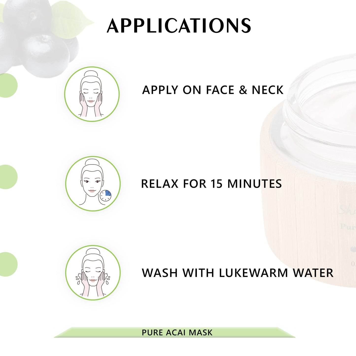 Shira Shir-Organic Pure Acai Facial Mask For Nourished Smoother and Radiant Skin With Organic Anti-Aging Formula Leaves Skin Hydrated Helpful for Sensitve Skin.(15 ML)