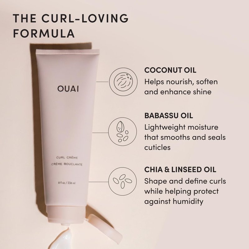 OUAI Curl Cream - Curl Defining Cream with Chia & Linseed Oil | Tames Frizz & Enhances Shine (8 oz)