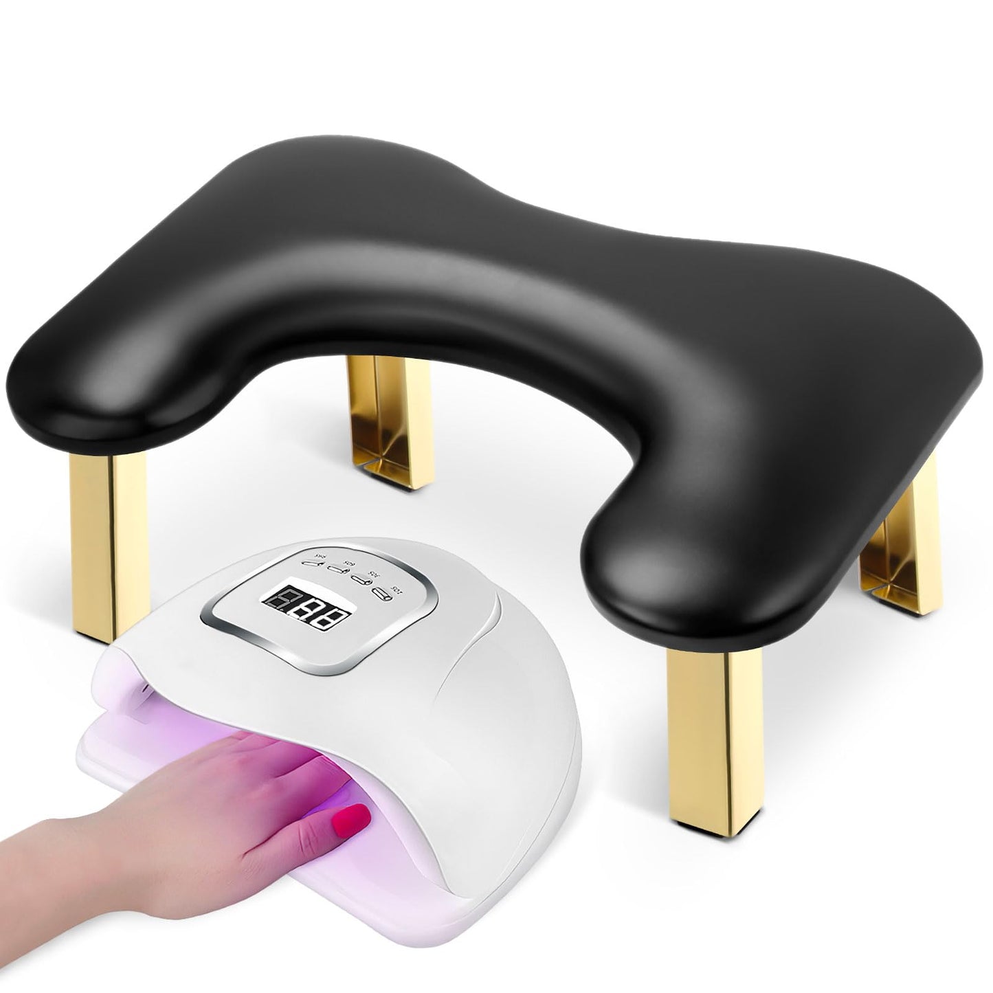 Nail Arm Rest, Foldable Arm Rest for Nails Tech, PU Leather Manicure Arm Rest, U Shaped Hand Rest for Nails tech, Manicure Hand Rests for Foot Hand Rest, Pink