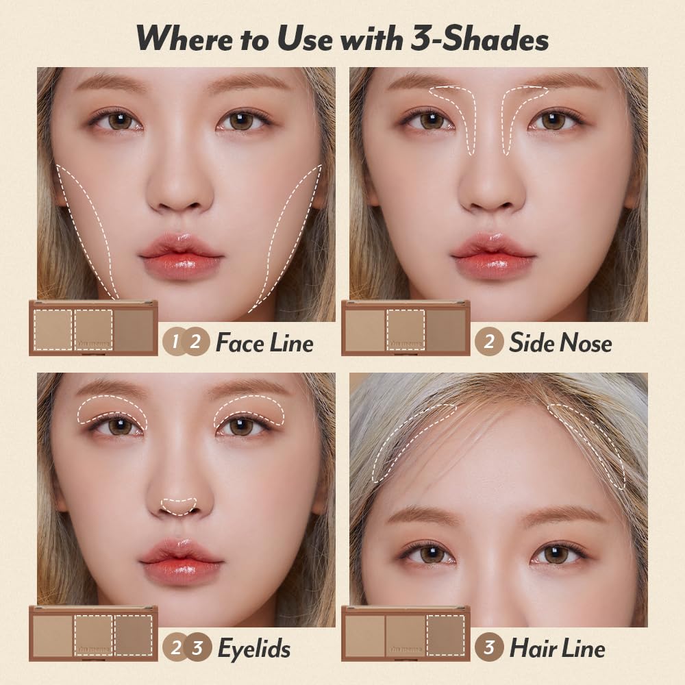 I'M MEME Contour Palette - Afternoon Tea_FrOzen Choco | Bronzer for Face & Cheeks, Matte Powder, Natural Makeup, Buildable Coverage, Light to Medium, Easy Blendable, For Cool Tone Skin, 0.4 Oz
