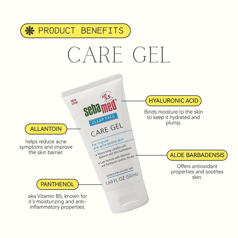 SEBAMED Clear Face Care Gel (50mL) with Aloe Vera and Hyaluronic Acid for Impure and Acne Prone Skin - Made in Germany - Pack of 2