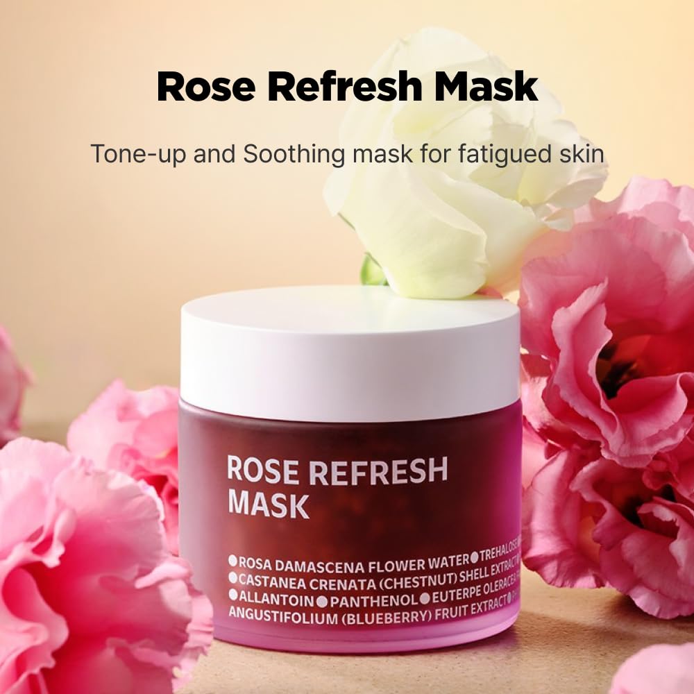 ISOI Bulgarian Rose Refresh Mask, Hydrating Mask with 70% Bulgarian Rose Water for Deep Hydration & Soothing Care, Korean Skin Care (2.82 fl. oz, 80g)