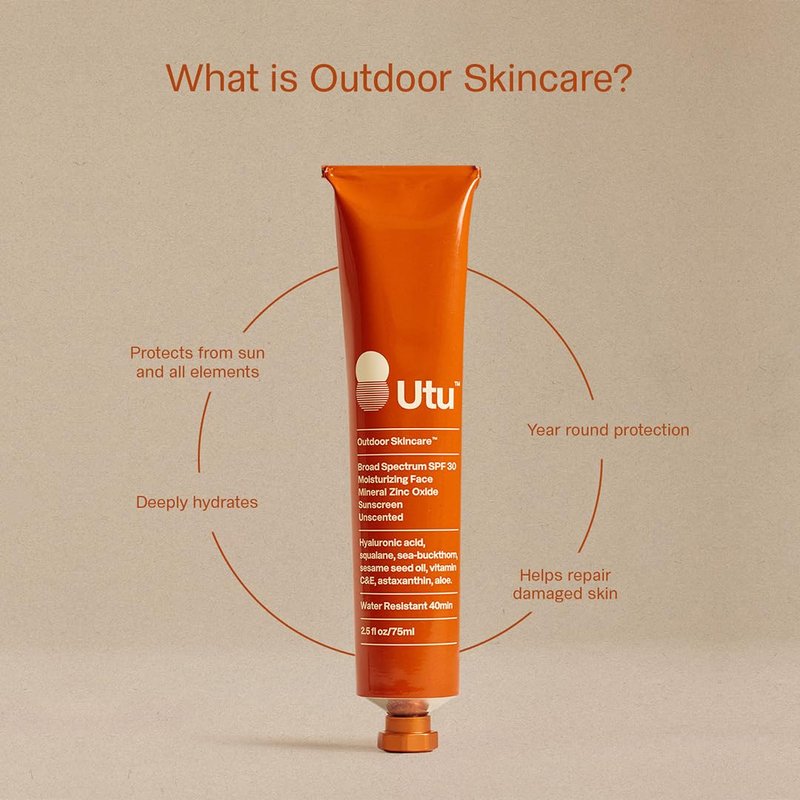 UTU - SPF30 Daily Moisturizing Face Sunscreen | Hyaluronic Acid, Squalane, Vitamin C+E | Clean, Reef Safe, Cruelty Free, Broad Spectrum + Mineral Zinc Oxide (20 mL)