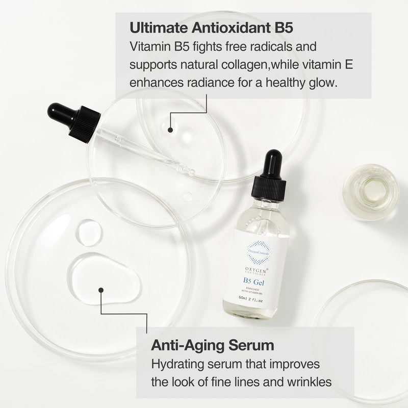 OxygenCeuticals B5 Gel – Hydrating Serum with Vitamin B5 (Panthenol), Hyaluronic Acid & Adenosine, Moisturizing & Anti-Wrinkle Care for Healthy, Elastic Skin. 2.02 fl.oz (60ml)