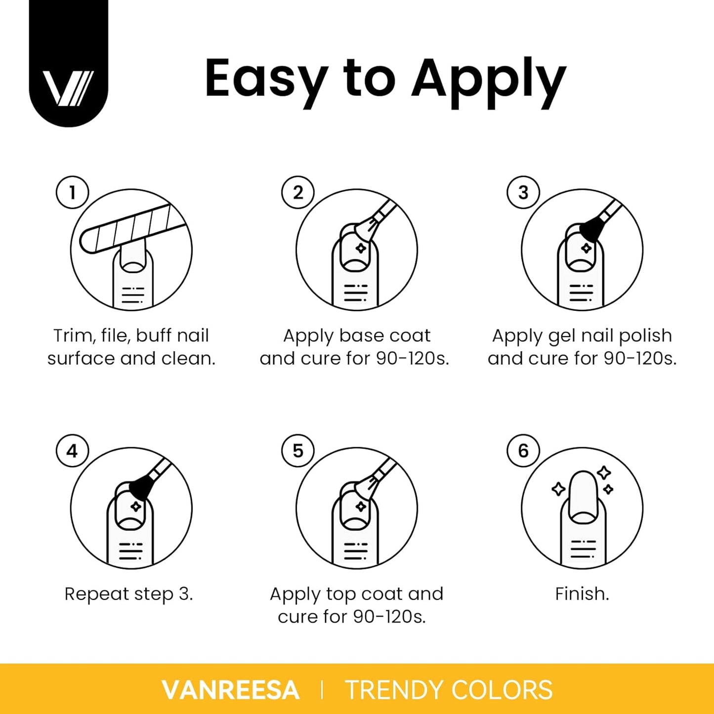 VANREESA 60 Pcs Gel Nail Polish Set - 55 Vibrant Colors for All Seasons | Base & Top Coats Included