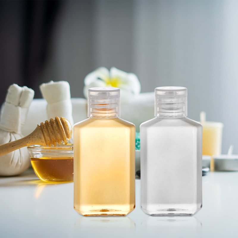 Frcctre 60 Pack 2 Oz Empty Clear Plastic Travel Bottles, Portable Refillable PET Bottles with Flip Top Caps, Travel Size Containers for Hand Sanitizer Shampoo Lotion Toiletry