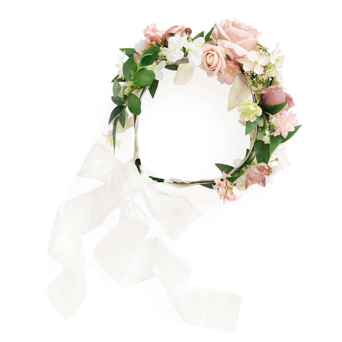 Ling's moment Bridal Flower Crown in Pink