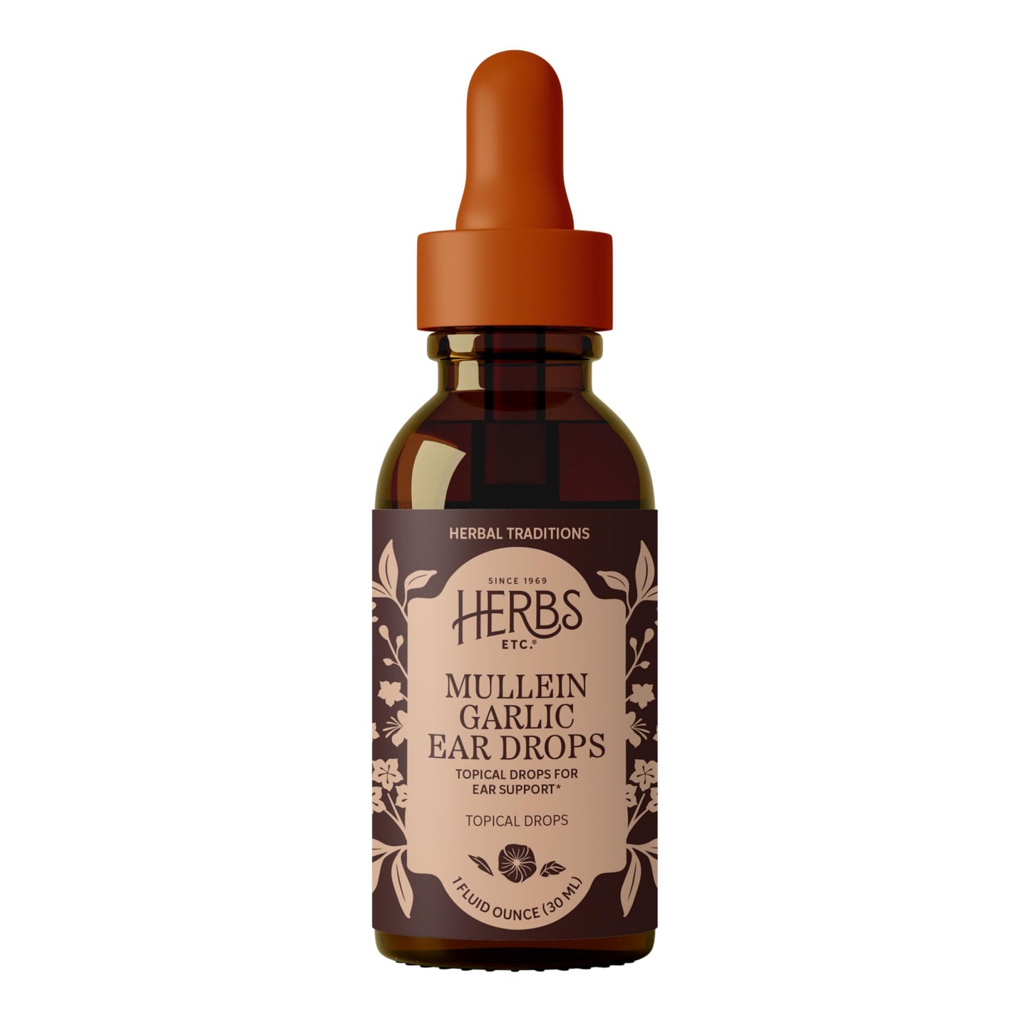 Herbs Etc. Mullein Garlic Ear Drops - Comfort Blend to Soothe Ear Irritation - Fast-Acting Drops - Garlic & Mullein - Gluten-Free, Organic & Vegan - 1 fl oz