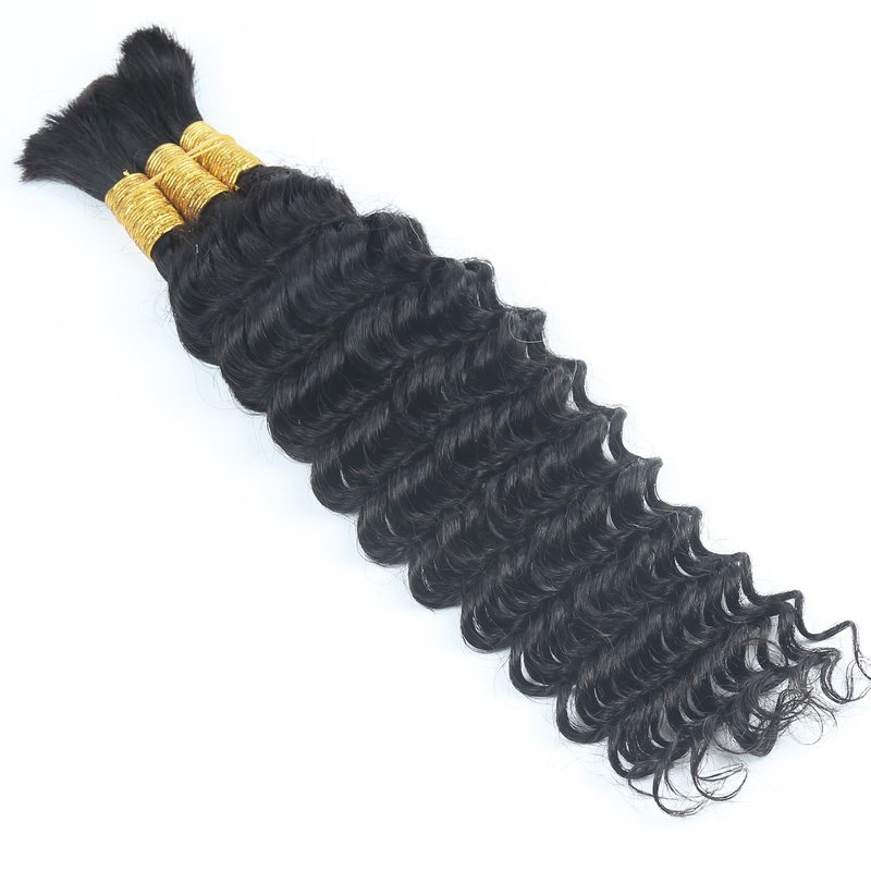 100 Percent Human Braiding Hair for Boho Braids 110g 20 Inch 12A Deep Water Wave Bulk Human Hair for Braiding Extensions Bohemian Curly Braids No Weft 3 Bundles Knotless Wet and Wavy Natural Color