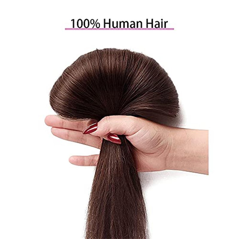 80g Hair Extensions Clip in Human Hair Darker Brown Human Hair Extensions Clip in Real Hair Straight Thick Weft 22 Inch 7pcs