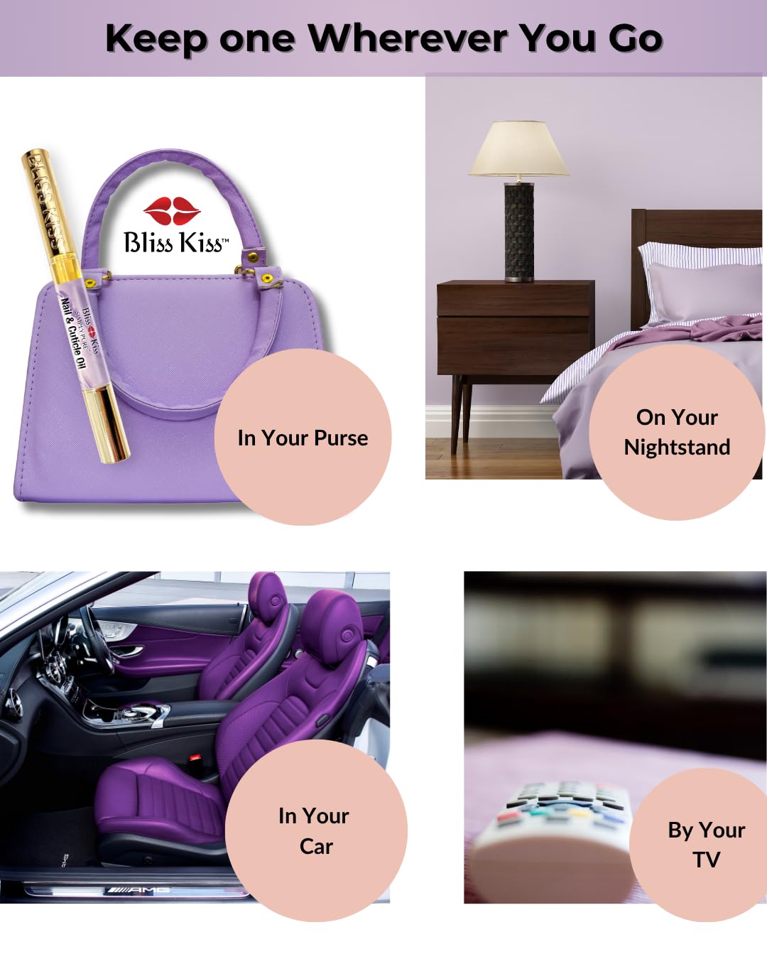 Bliss Kiss | 1 Lavender Vanilla | Nail Oil Cuticle Pen w/Vitamin E & Jojoba⏤Nail Strengthener Nail Growth Serum for Brittle Peeling Breaking Thin Nails