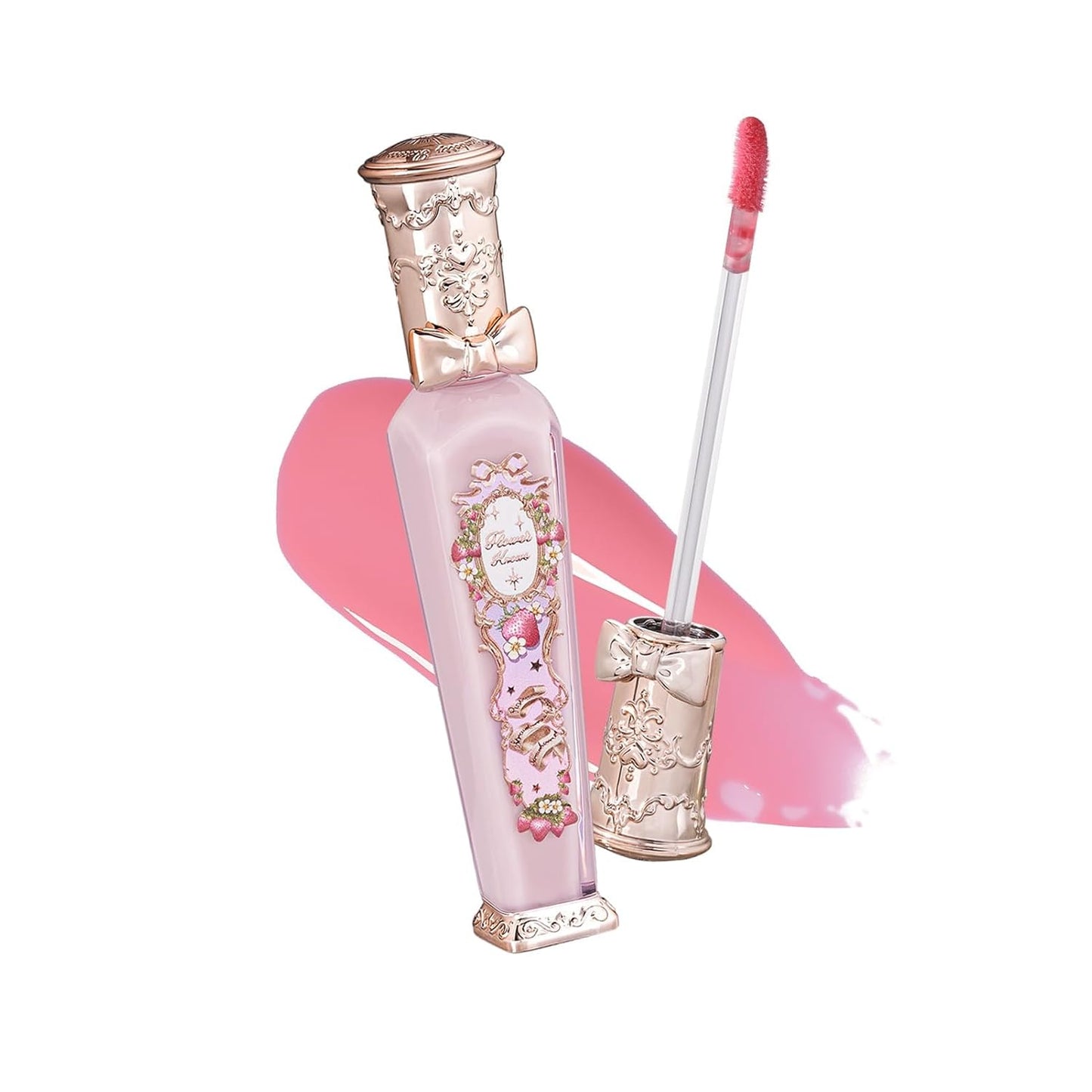 Violet Strawberry Glowy Lip Gloss - Moisturizing Baby Pink Plumping Lip Oil | Hydrating Vegan Tint 0.12 Fl Oz