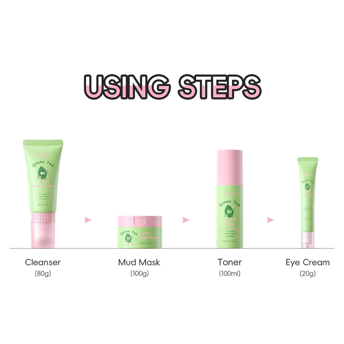 Green Tea Skin Care Gift Set | Facial Skincare for Teens - Oil Control, Moisturizing Toner, Cleanser & More