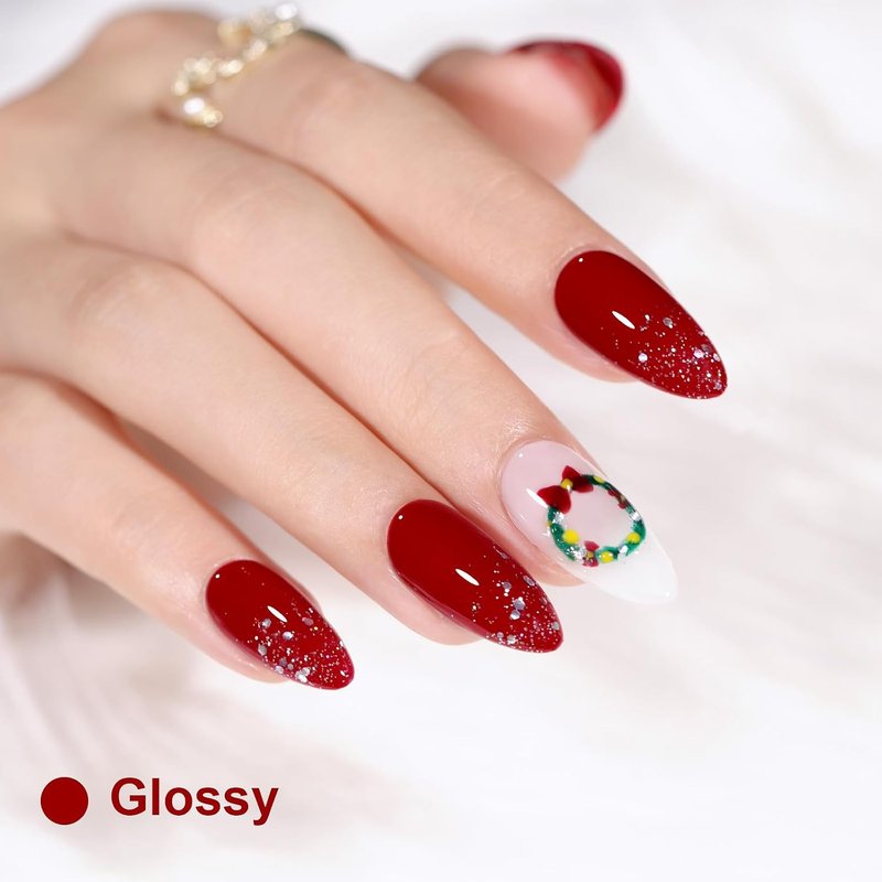 L'UGX Red Gel Nail Polish - Christmas Cherry Dark Red Soak Off UV Gel | 15ML for DIY Manicure & Pedicure