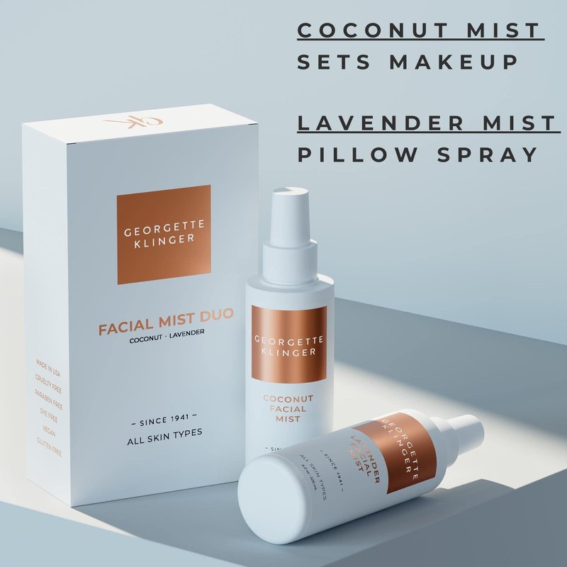 Georgette Klinger Coconut & Lavender Facial Mist Duo Makeup Setting Spray Gift Set for All Skin Types Skin Care - 4.2 oz