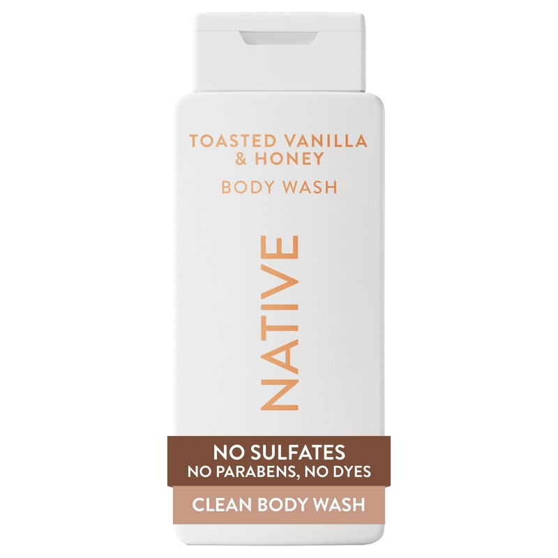 Native Body Wash Contains Naturally Derived Ingredients | For Women & Men, Sulfate, Paraben, & Dye Free Leaving Skin Soft and Hydrated | Toasted Vanilla & Honey 18 oz