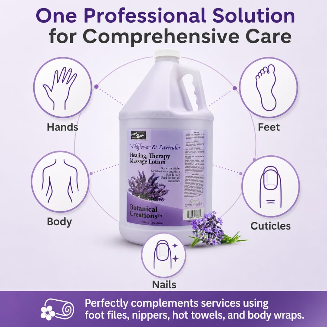 PRO NAIL Professional Therapeutic Massage Lotion & Repair Treatment – Beyond Basic Hydration – Active Cellular Repair for Rejuvenated Skin & Nails & Enhanced Reputation (Lavender, 1 Gallon)