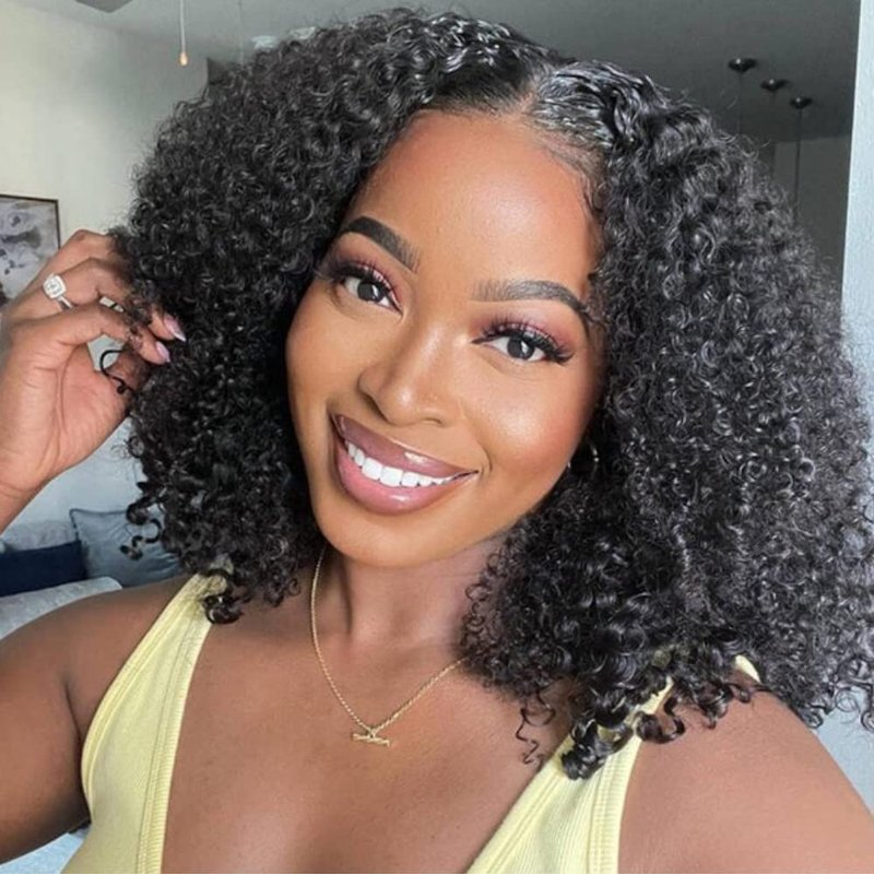 Mongolian Afro Kinky Curly Human Hair 3 Bundles (8 8 8 Inch) Afro Curly Weave Hair Extensions for Black Women Unprocessed Virgin Hair Afro Kinky Human Hair Bundles Natural Color