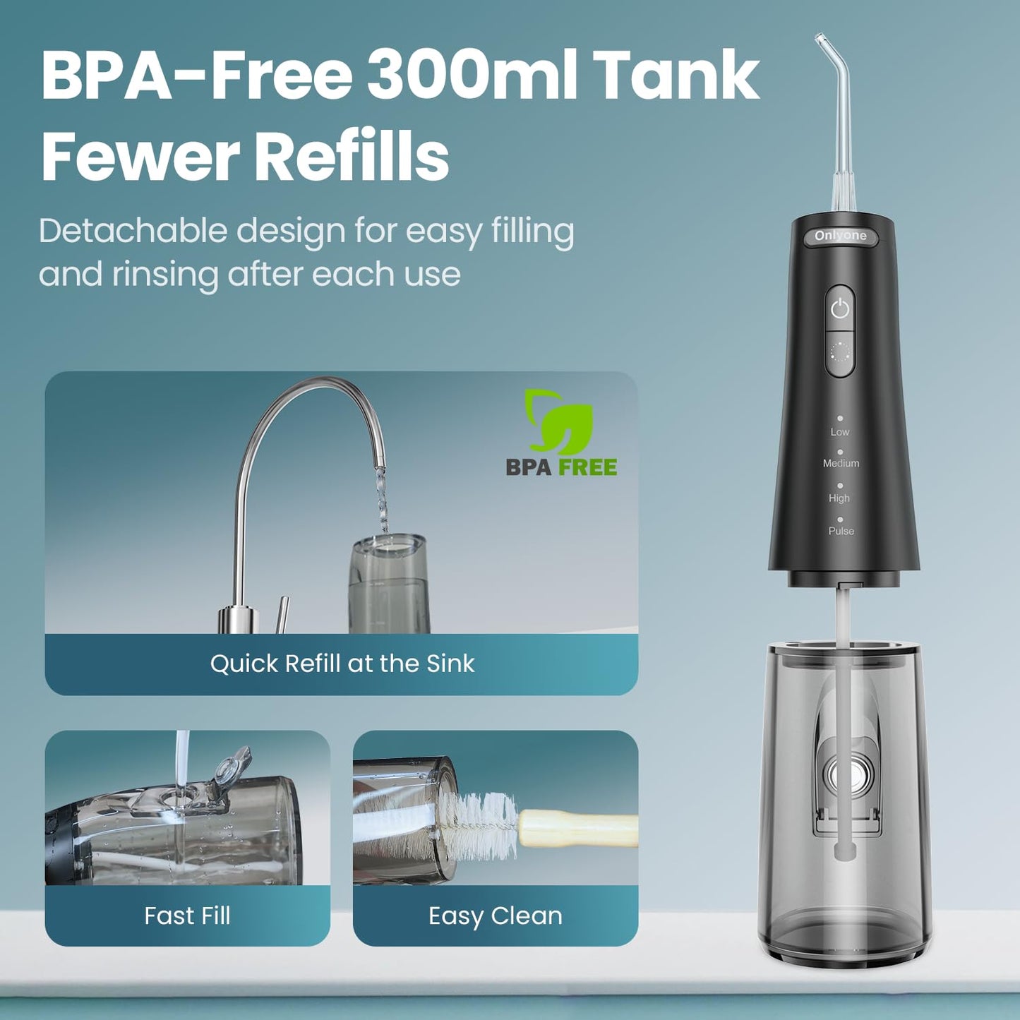 Onlyone Water Dental Flosser,Portable Oral Irrigator