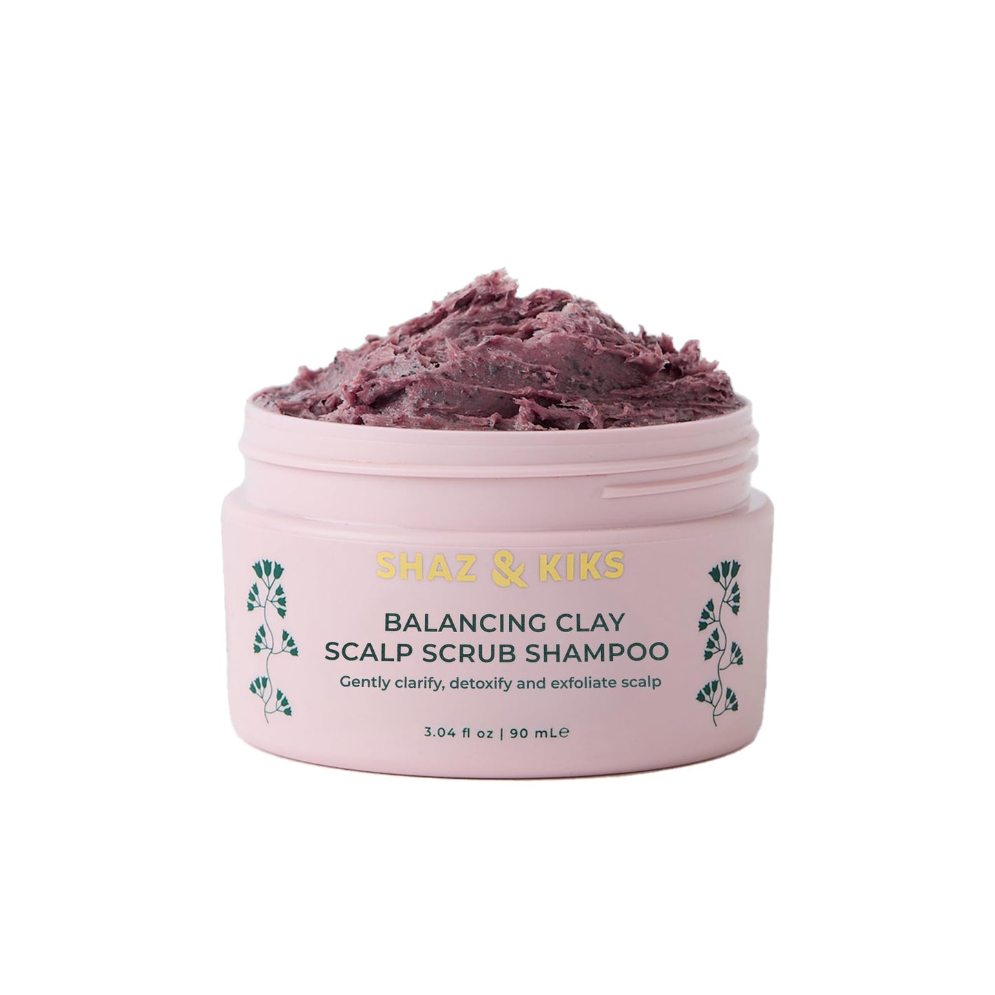 SHAZ & KIKS Balancing Clay Scrub Shampoo | Gently Exfoliate, Clarify & Detoxify Scalp | Reduce Hair Shedding & Product Buildup | Indian Clay and Hibiscus | Color-Safe, Sulfate-Free, Vegan, Natural