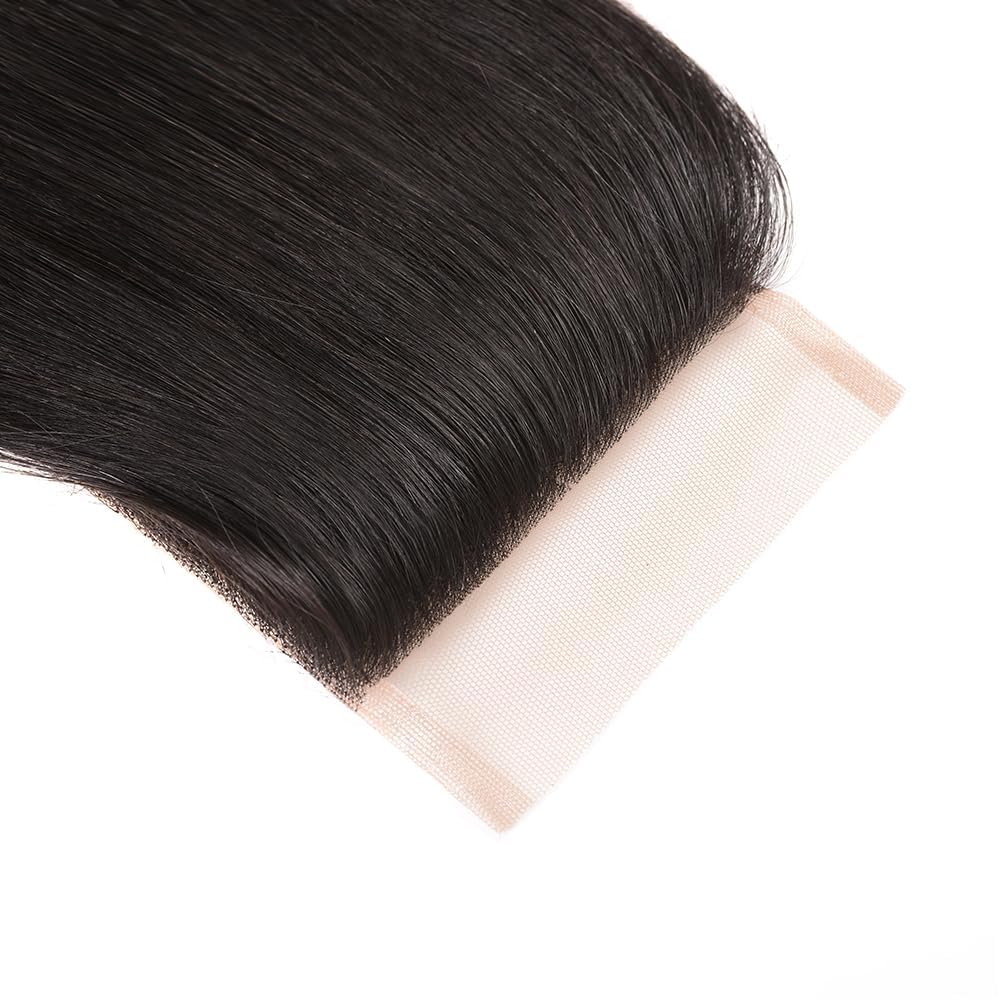 12A Human Hair Bundles Straight 4 Bundles Brazilian Virgin Hair Double Weft Bundles Deals Human Hair Straight Human Hair Extensions (4x4 lace Closure, 18 closure)