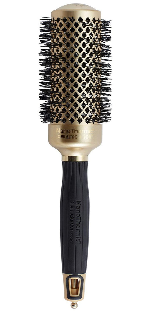 Olivia Garden NanoThermic Ceramic + Ion Round Thermal Hair Brush - Not Electrical - Professional Blowout Brush for Normal to Thick Hair, NT-44G 1 3/4"