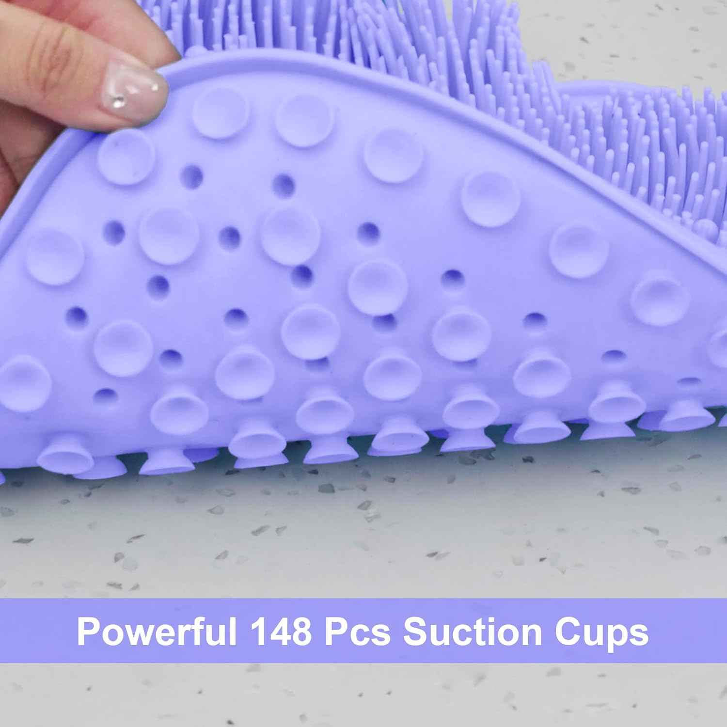Foot Scrubber Mat for Shower - 2-Pack Exfoliating Foot Cleaners, No Bend Design