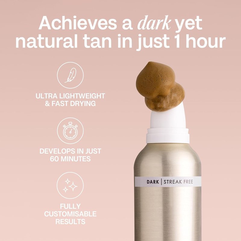 Bali Body 1-Hour Express Self Tanner Foam - Dark Shade, Fast-Drying & Streak-Free | Vegan & Cruelty-Free (225 ml)